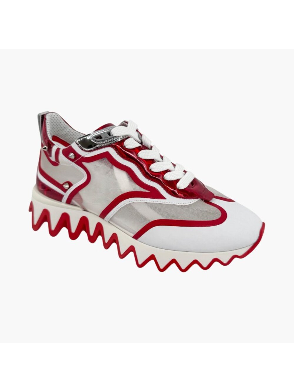 Christian Louboutin Sharkina White Mesh Red Sneakers Size 38 US 8 Women's 6968 - Picture 10 of 15